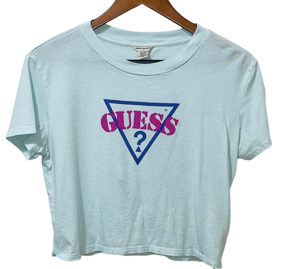 GUESS Originals 1981 Crop Top Mint Green Streetwear Retro Boxy Logo Graphic XS